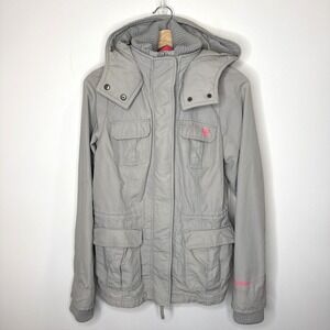 Abercrombie Fitch Warrior Parka Jacket Womens M Gray Pink All Season Outdoor Y2K